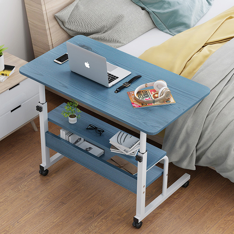Desktop Color Black Wooden Grain Manual Elevating Desk for Home Office Workshop