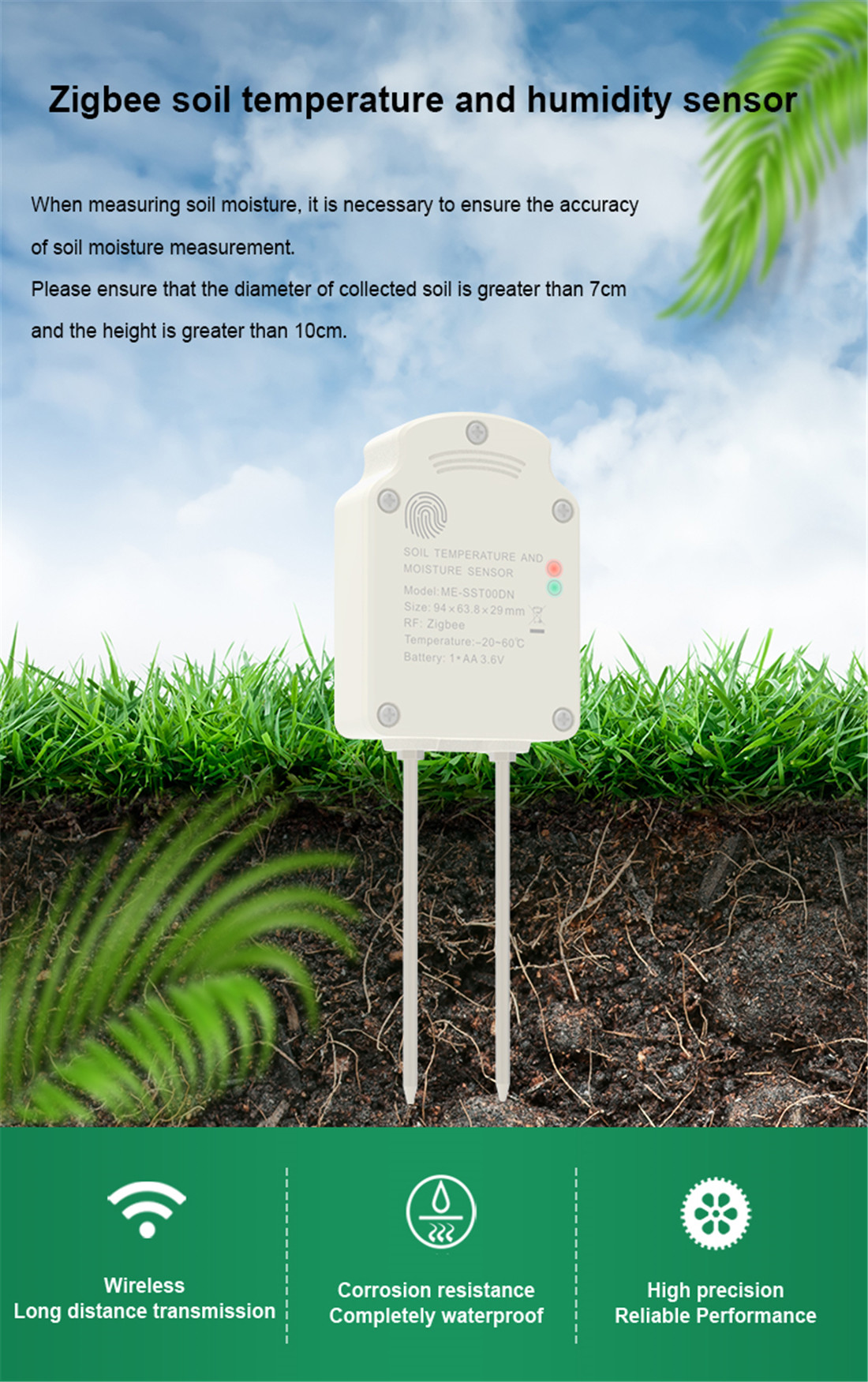 Zigbee Soil Temperature and Humidity Sensor(WN-SST100)