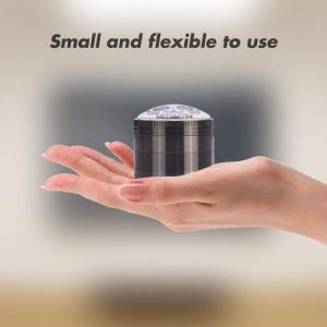 Skull Pattern 2" Aluminum Spice Grinder With Pollen Catcher