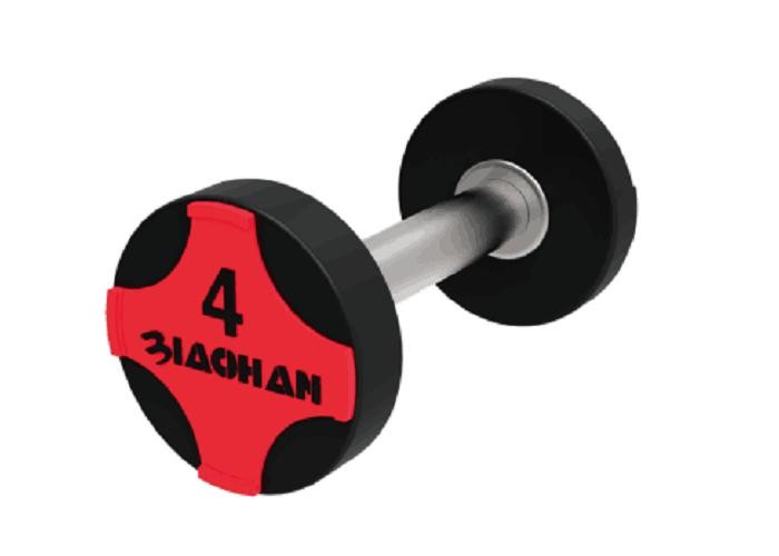 25kg Black PU Stainless Handle Gym Weights Dumbbells