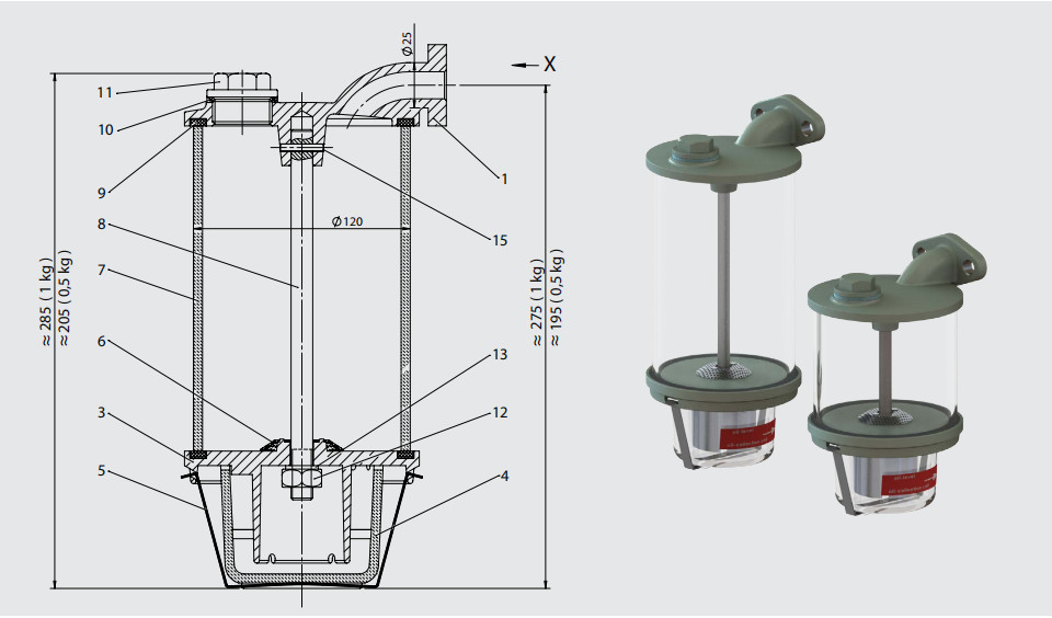 Dehydrating Transformer Air Breather 0.5kg With Glass Cylinder