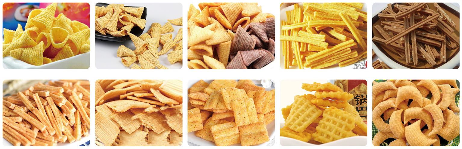 MT 65 70 70C 85 Fried Snack Production Line Flour Bugles Snacks Food Machine