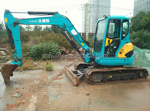 Japan quality used excavator Kubota 155 small 5.5 ton mini second hand crawler excavator with blade and breaker line