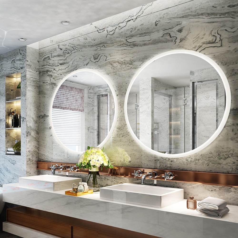 Supports Room Space Selection Large Round Mirror for Living Room or Entryway Decor