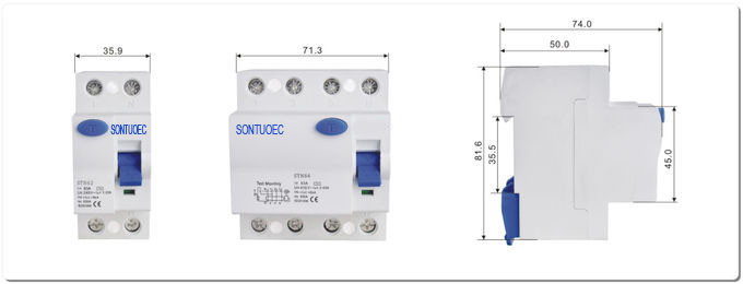 IP20 Protection RCCB Circuit Breaker Din Rail installing magnetic or electrical type