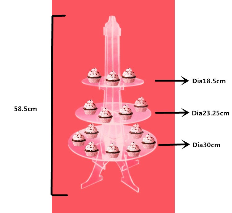 25cm Round Plastic Macaron Packaging 35pcs Clear 4 Tier Dessert Tower