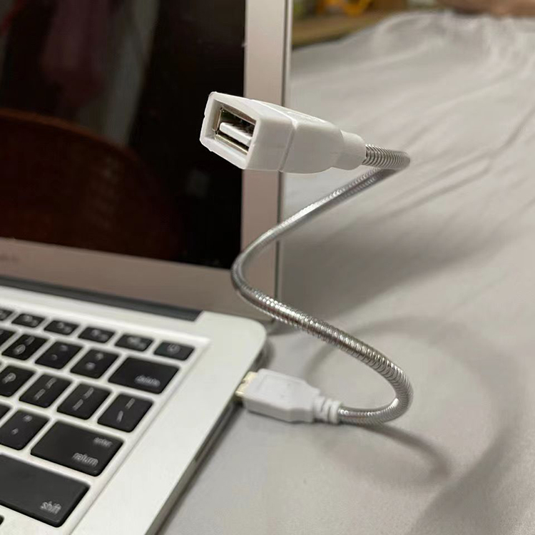 Flexible Metal Stainless Hose Male to Female USB Charging Extension Adapter Cable for Led Light Fan