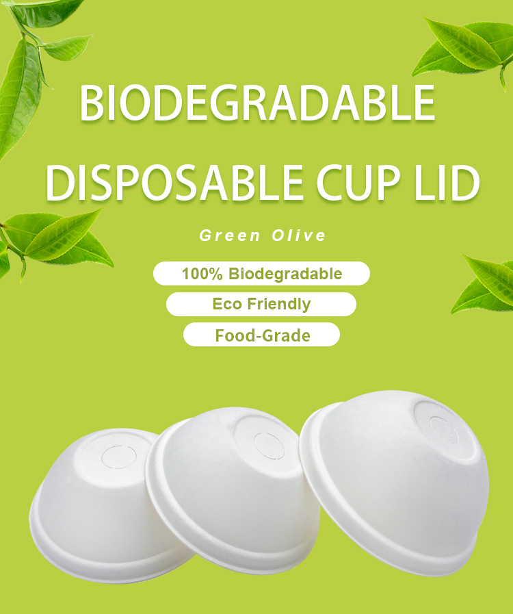 Eco Friendly 80mm Dome Take Away Sugarcane Pulp 100% Biodegradable Paper Cup Lids 90Mm White For Tea Cup