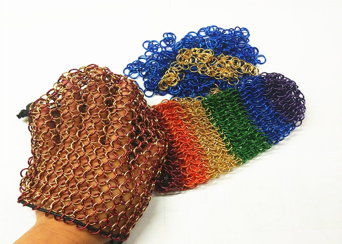DIY Stainless Steel Aluminum Chainmail Metal Ring Mesh Dice Bag With Color Plated