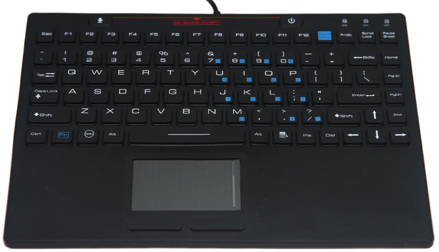 IP68 FCC CE RoHS-certified USB Silicone Rubber Keyboard with Touchpad for Medical Or Harsh Environment