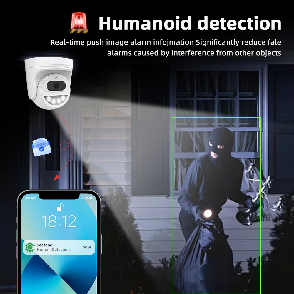 4MP IP Poe Dual light Night Vision Camera De Seguridad Seetong CCTV Smart Security Camera With Audio Network Dome Camera