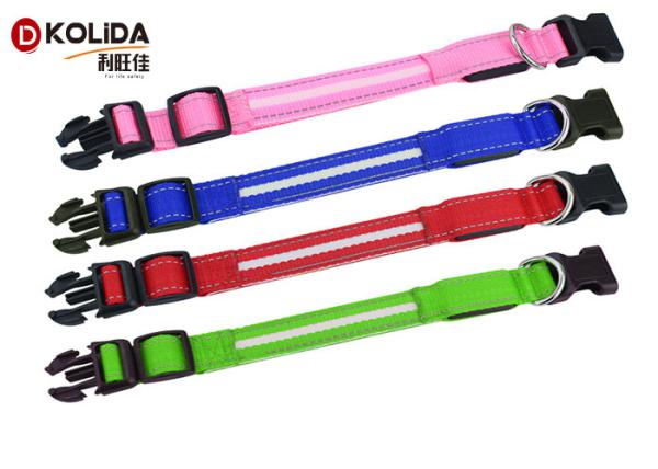 Night Safety Flashing Glow USB Rechargeable LED Dog Collar Leashes Pink / Blue /