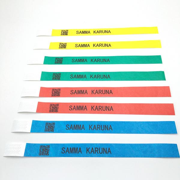 Custom Logo Printing Tyvek Paper Wristbands Waterproof Adjustable Size Snap