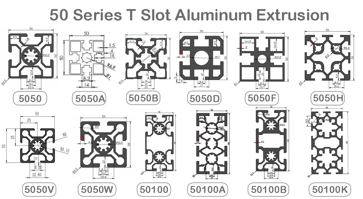 Industrial Extruded Aluminum T Slot Profile Frame 50 Series 80 20