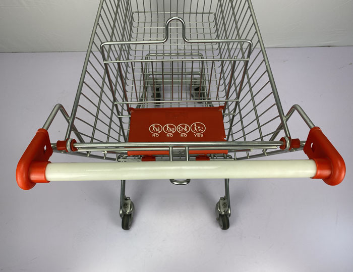 Regular Russian Style Supermarket Grocery Shopping Cart 125L With PU Wheels