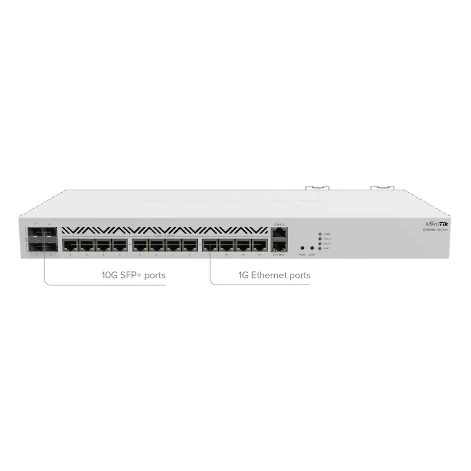 Maximize Your Network's Potential with CCR2116-12G-4S 16 Core CUP and 10G Networking 5G Wi-Fi Transmission Rate 1000Mbps