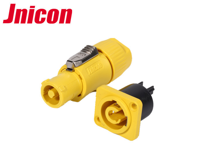  Powercon Waterproof Plug Socket , Yellow IP44 Waterproof 3 Pin Plug And Socket Manufactures