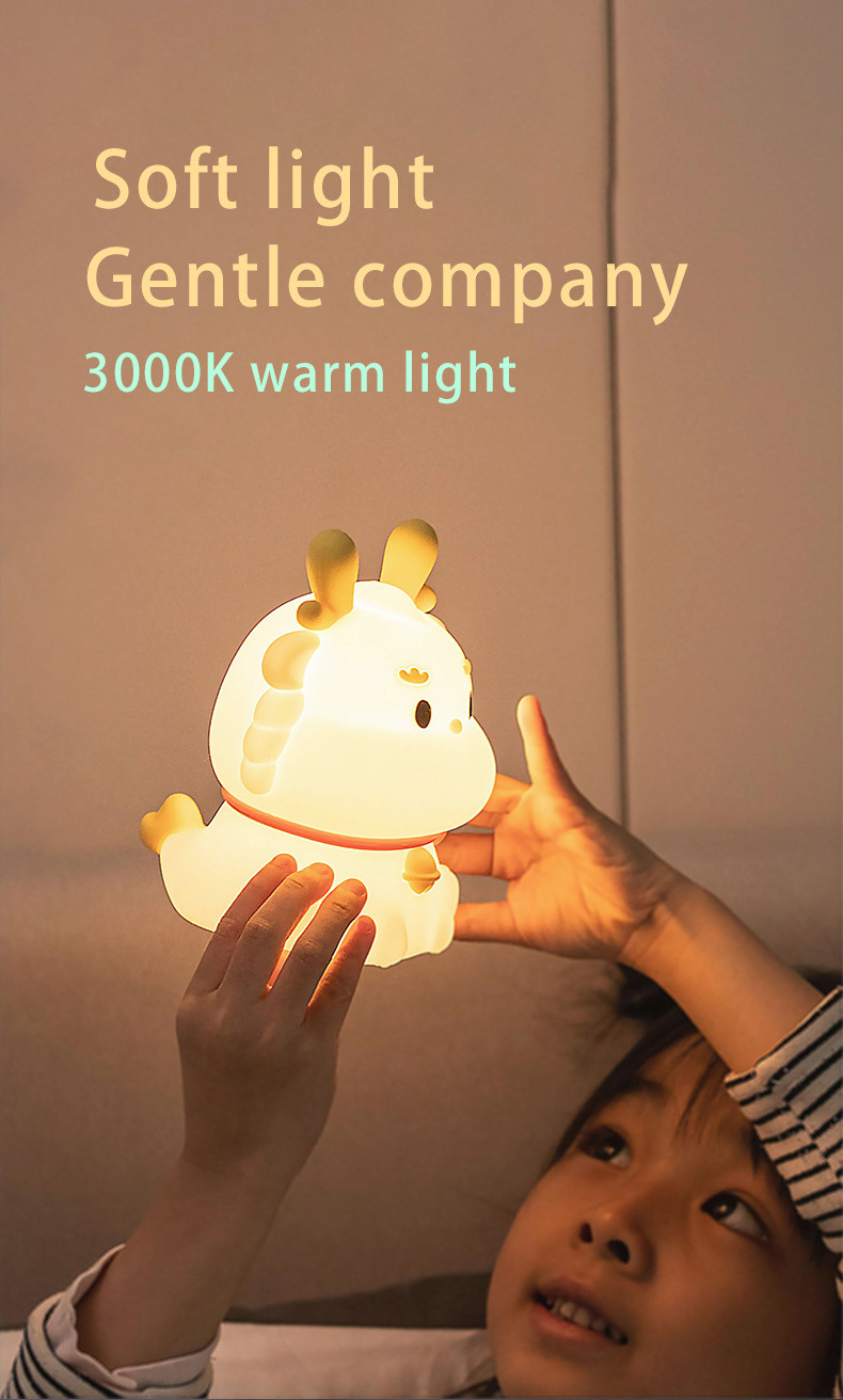 Smart Voice Light Dragon Charge With Sleeping Silicone Pat Creative Night Light Gift Colorful Atmosphere Light