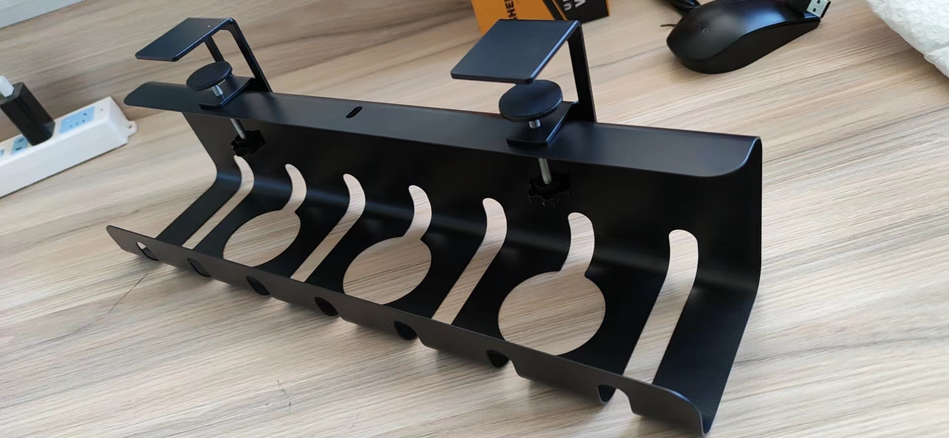 Desk Cable Basket Without Drilling Under Table Cord Holder for Neat Wire Organization