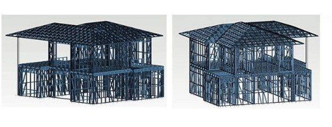Modern Light Steel Prefab House With Basement / High Rise Light Steel Villa House