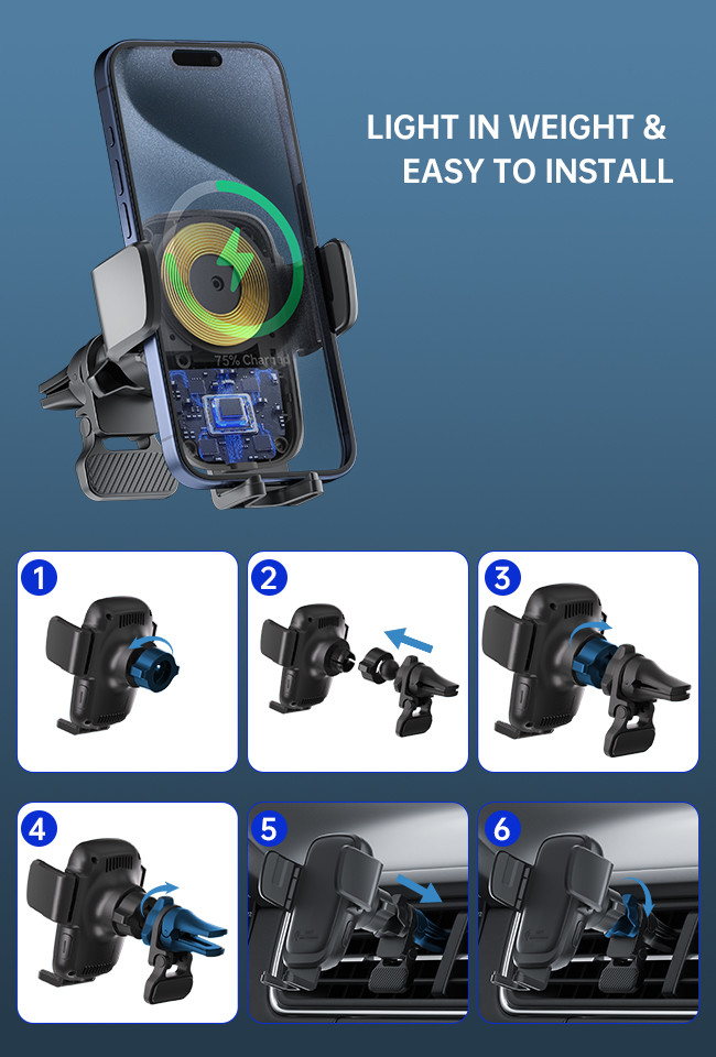Three Axis Linkage Car Phone Holder Clamp Arm Fast Charging Cell Phone Car Mount