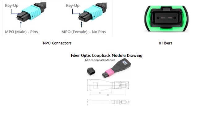 8 Fibers MPO OM4 Fiber Optic Loopback Module /Cable