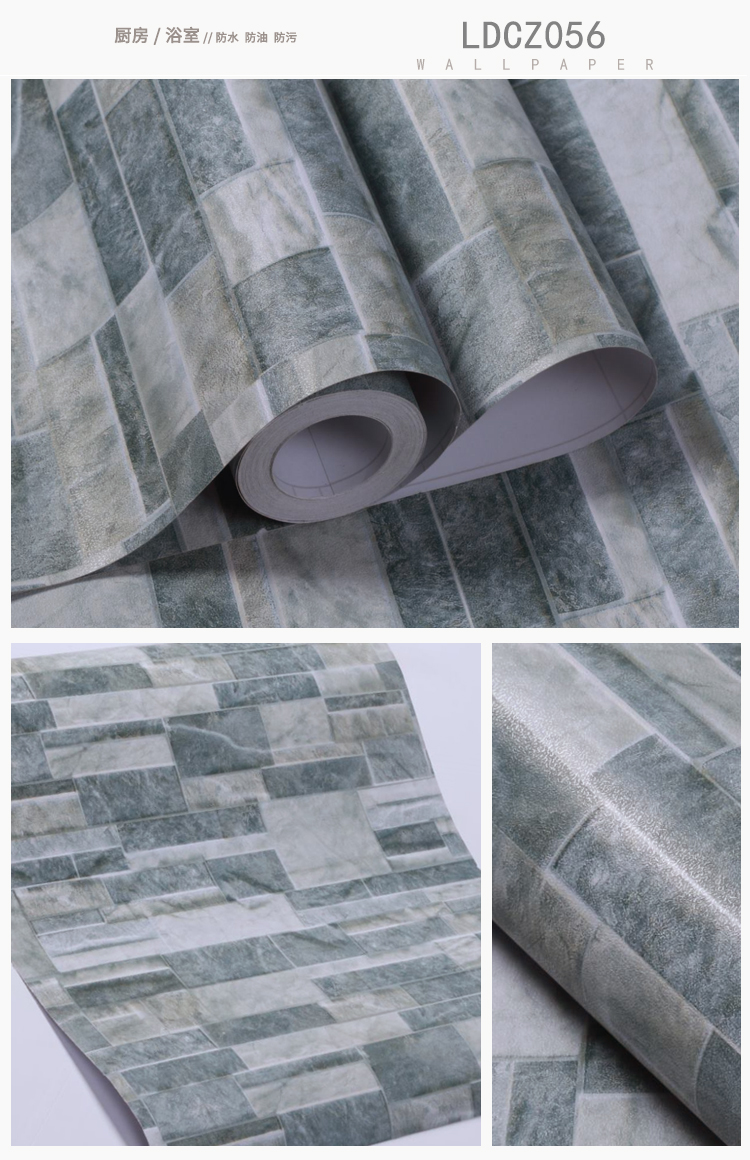 Commerce Waterproof Vinyl Wallpaper Sticker for Bathroom and Kitchen Decoration Adhesive Installation Resistant to Moisture