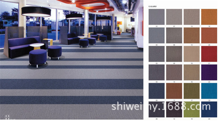 Striped gradient color Nylon 66 carpet tile for Hotel/office
