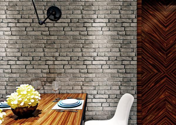 3D Brick Effect Washable Vinyl Wallpaper For House Decoration , 0.53*10M size