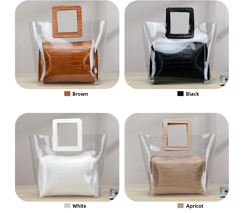 Promotion Clear Cosmetic Handle Bag Tote Bags, Recyclable PVC Loop Handle Plastic Bag, Gift And Shopping