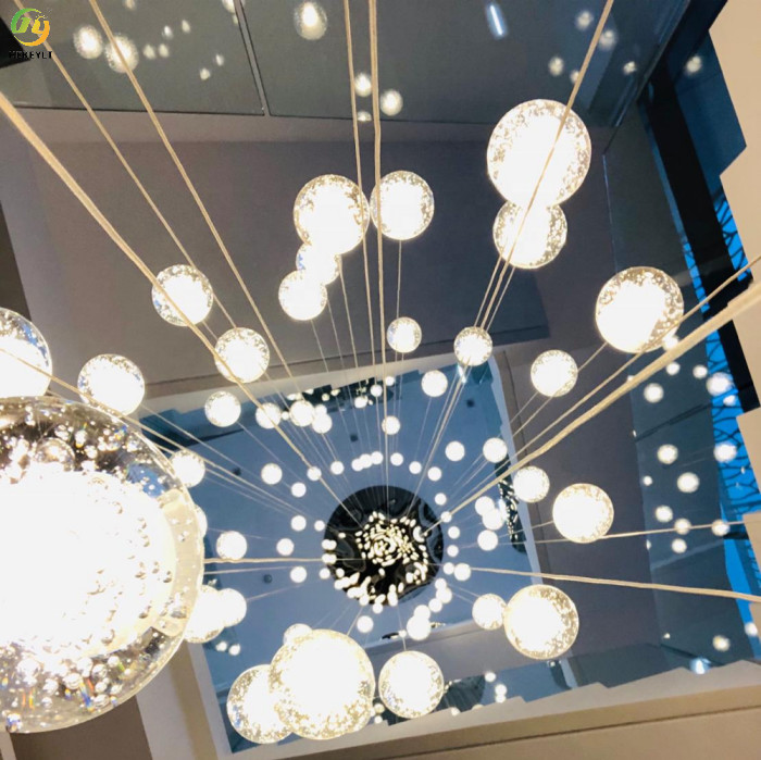Bubble Ball Crystal Pendant Light G4 Glass Ball Long Hanging
