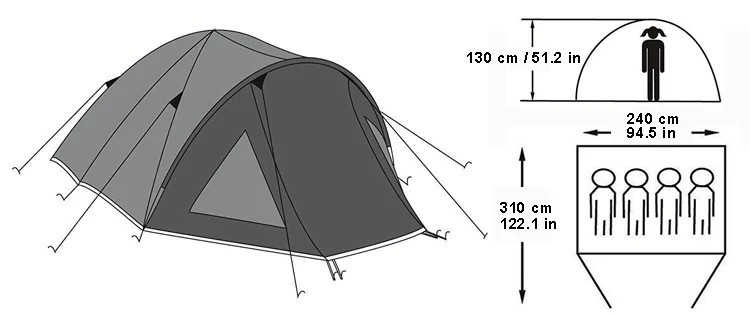 Weatherproof 220x130cm 8.4lbs Outdoor Camping Tent