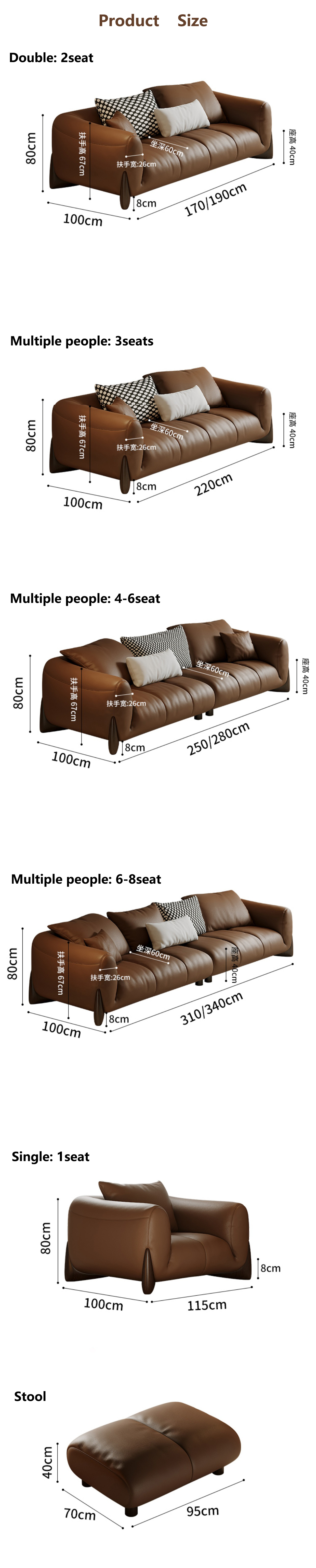 Italian Genuine Leather Sectional Recliner Sofa Set Modular Living Room Furniture