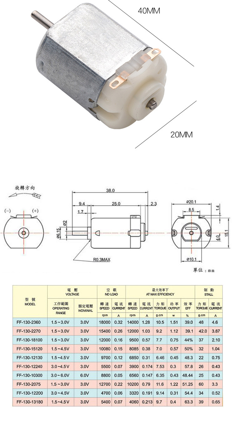 Faradyi Customized Electronic 130 Micro Dc Drive Motor 3v-6v Miniature Small Diy Toy Dc Motor