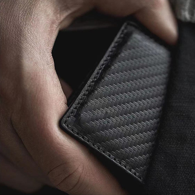 PU Custom Trifold Leather Wallet RFID Blocking Men's Card holder Business Credit Carbon Fiber Wallet For Cards