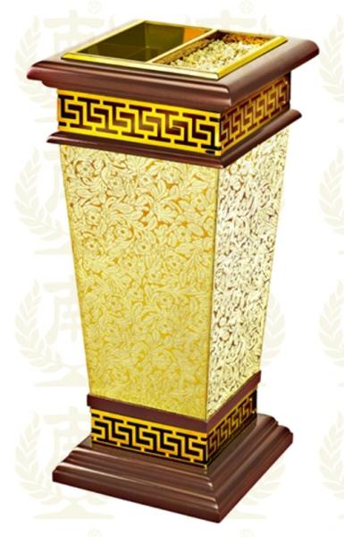 Restaurant Room Service Equipments , GPX-182 Wood Dustbin With Diamond