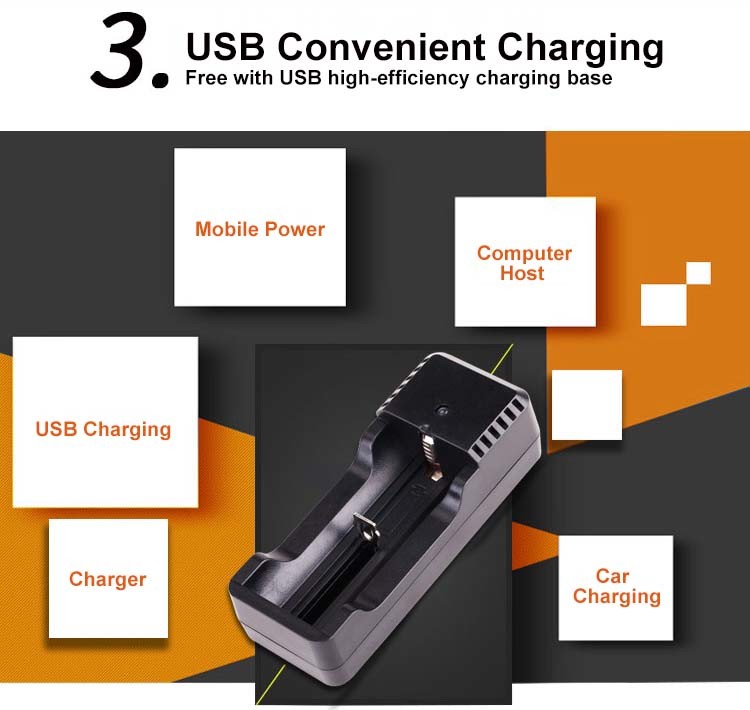 10W Rechargeable LED Flashlight 500m Lighting Distance Wear Resistance