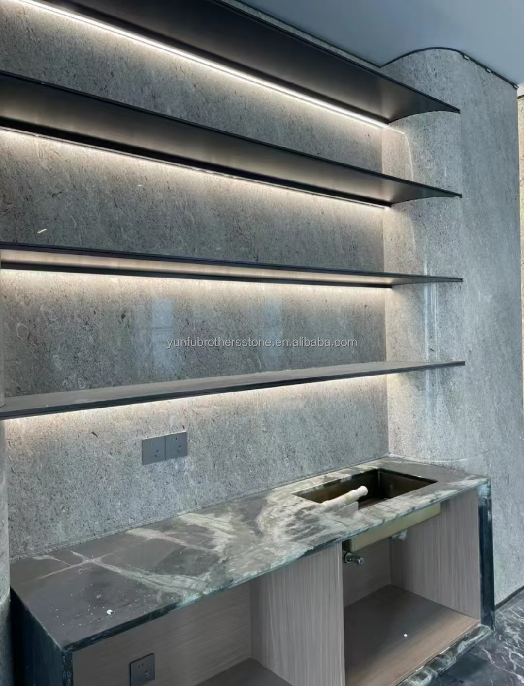 Italian Kwong Grey Marble Modern Slab Hotel Bathroom Wall Panels Polished Floor Tile