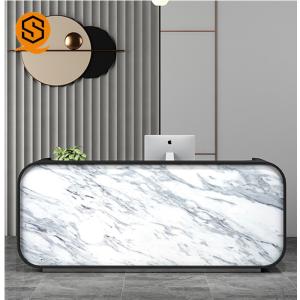  Marble Grain Artificial Stone Reception Desk ISO9001 Joints Invisible ODM Manufactures