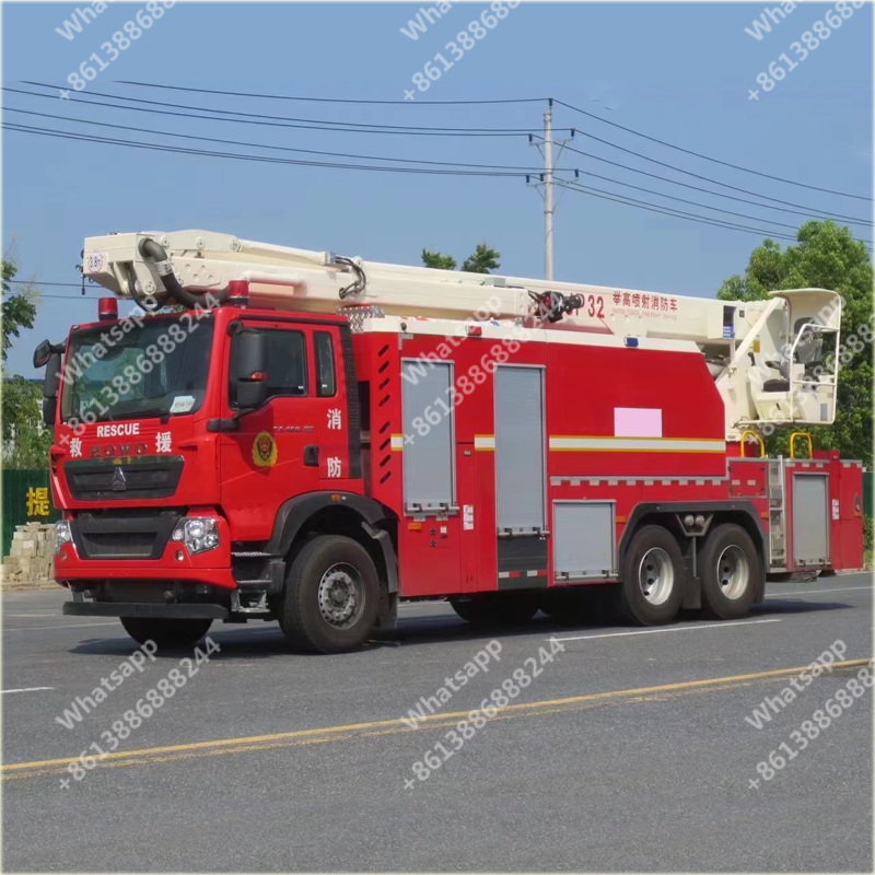 HOWO Fire Sprinkler Truck Ladder Fire Truck Aerial Platform Fire Engine