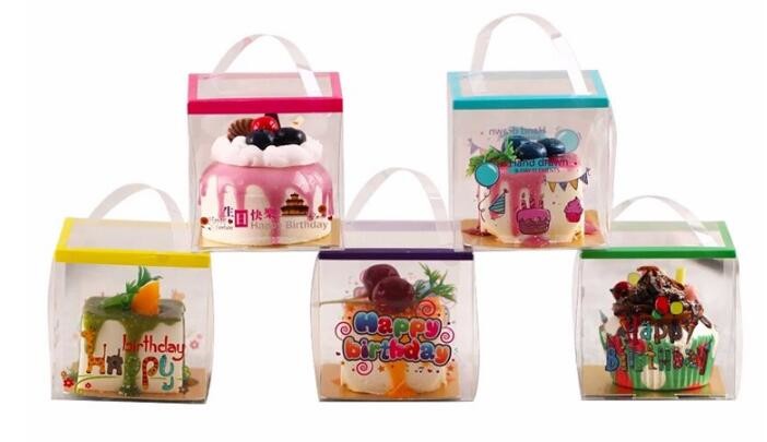 Wholesale custom Paper Cookies packing Cake Box with PVC window,Wholesale Plastic Square Birthday Wedding Packaging Clea