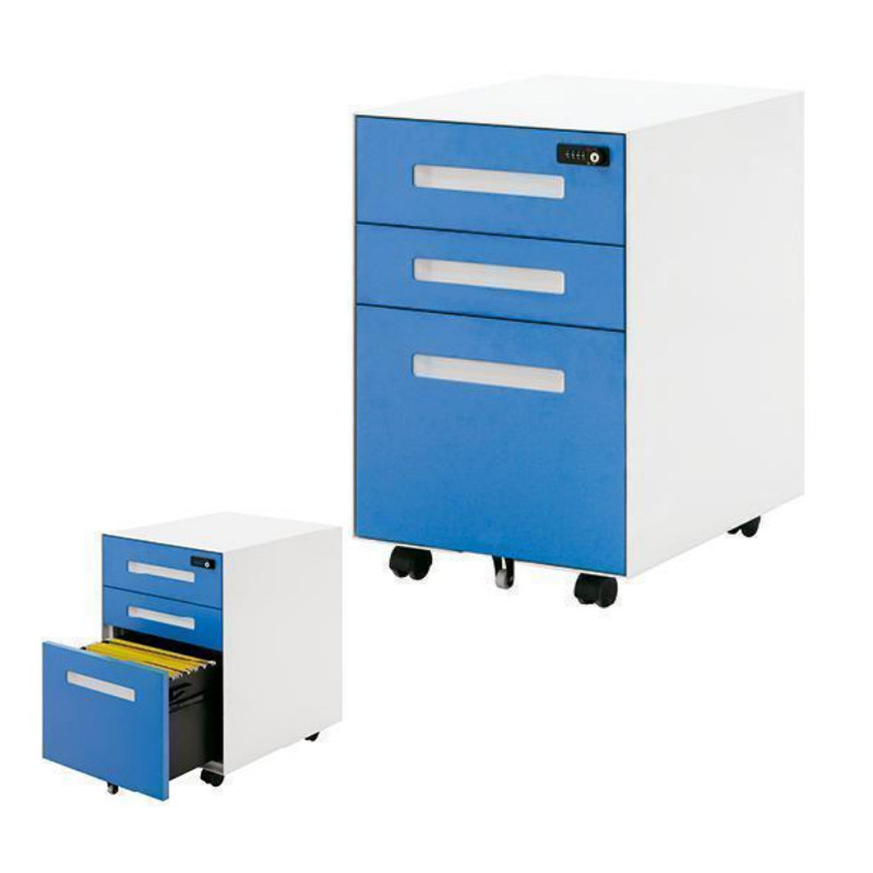 3 Drawer Steel File Cabinet Under Desk Movable Metal Filing Cabinet
