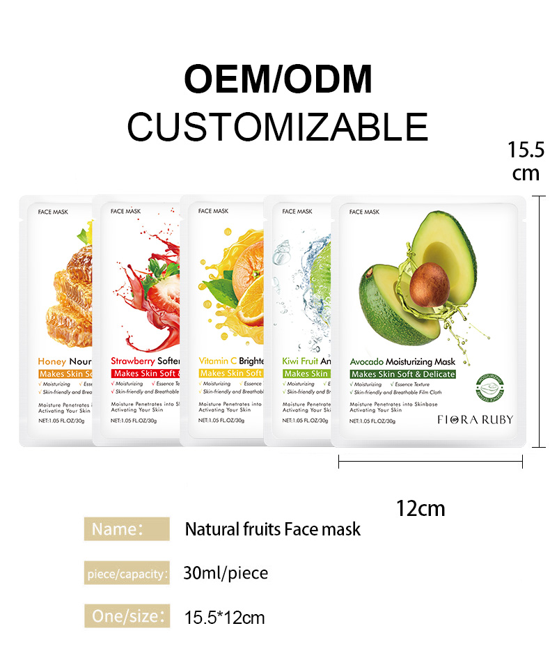 Fruit Natural Vitamin C Face Beauty Masks Skin Care Sheet Facial Skin Care Mask Face Sheet Mask