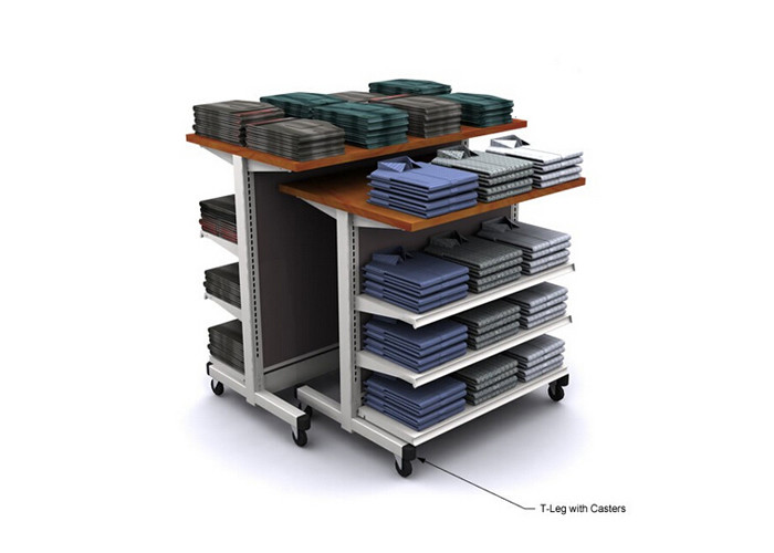 Grey Portable Coat Rack With Four Caster , Two Ways Space Saving Garment Display Racks
