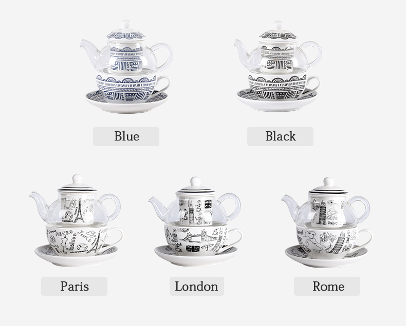 Ceramic Tea Mug With Strainer And European Glass Teapot Sustainable One Person Teekanne Set