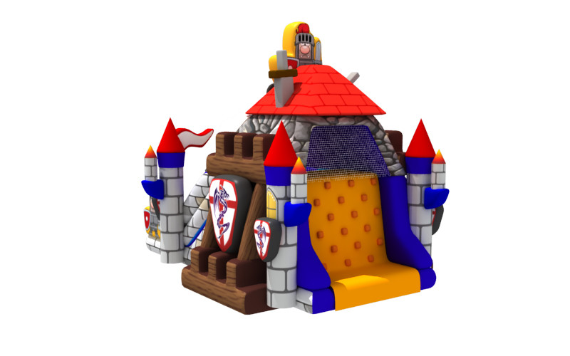 New Big Blow Up Guard Themed Waterproof Commercial Inflatable Water Slides Castle Dry Slide with Rock Climbing Wall