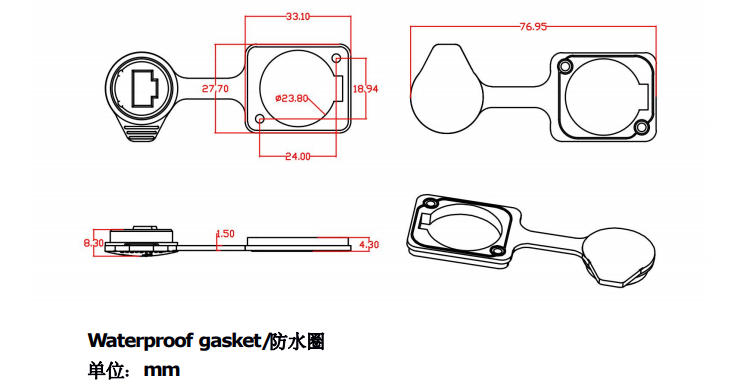 Custom Female Panel Mount Connector Industrial Rj45 IP65 Connector