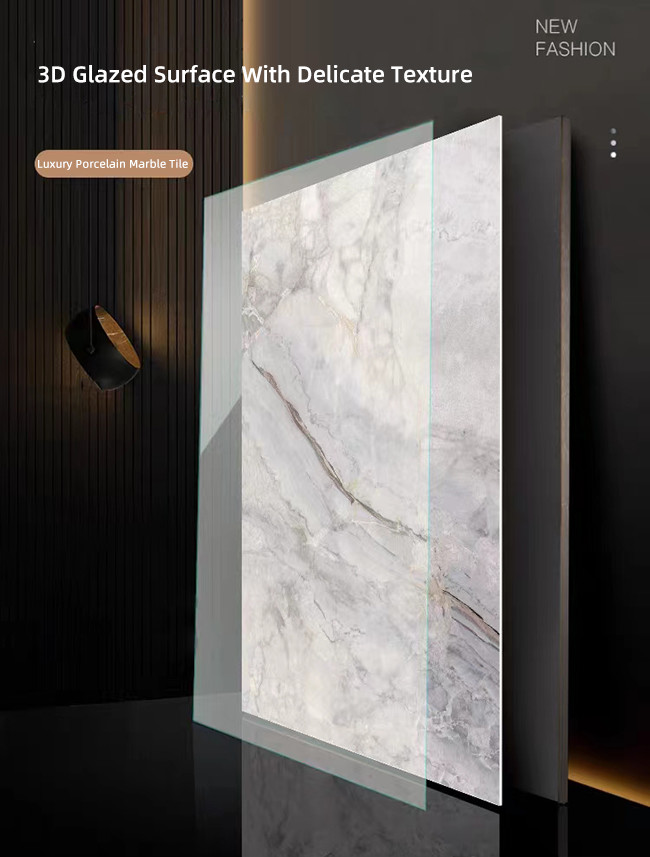Large Format Porcelain Full Body Marble Tile Glossy Glazed 600*1200