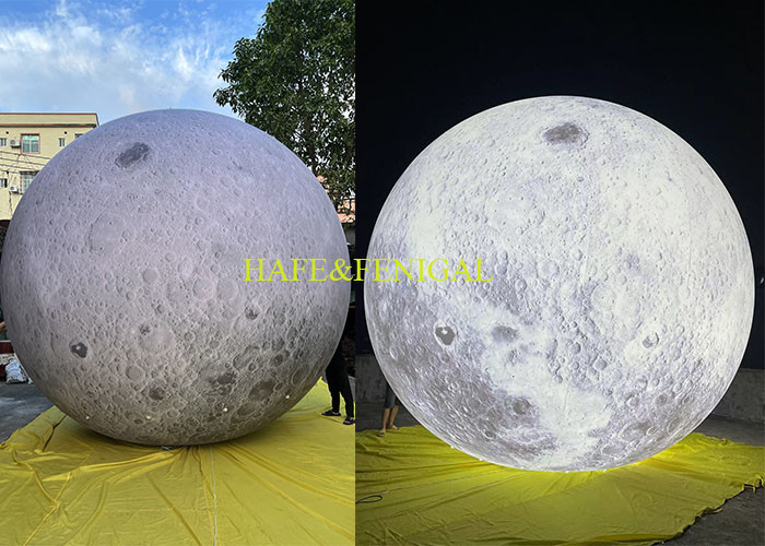 2m / 6.5ft Inflatable Grey Moon Planet With Light Hanging For Events Decoration