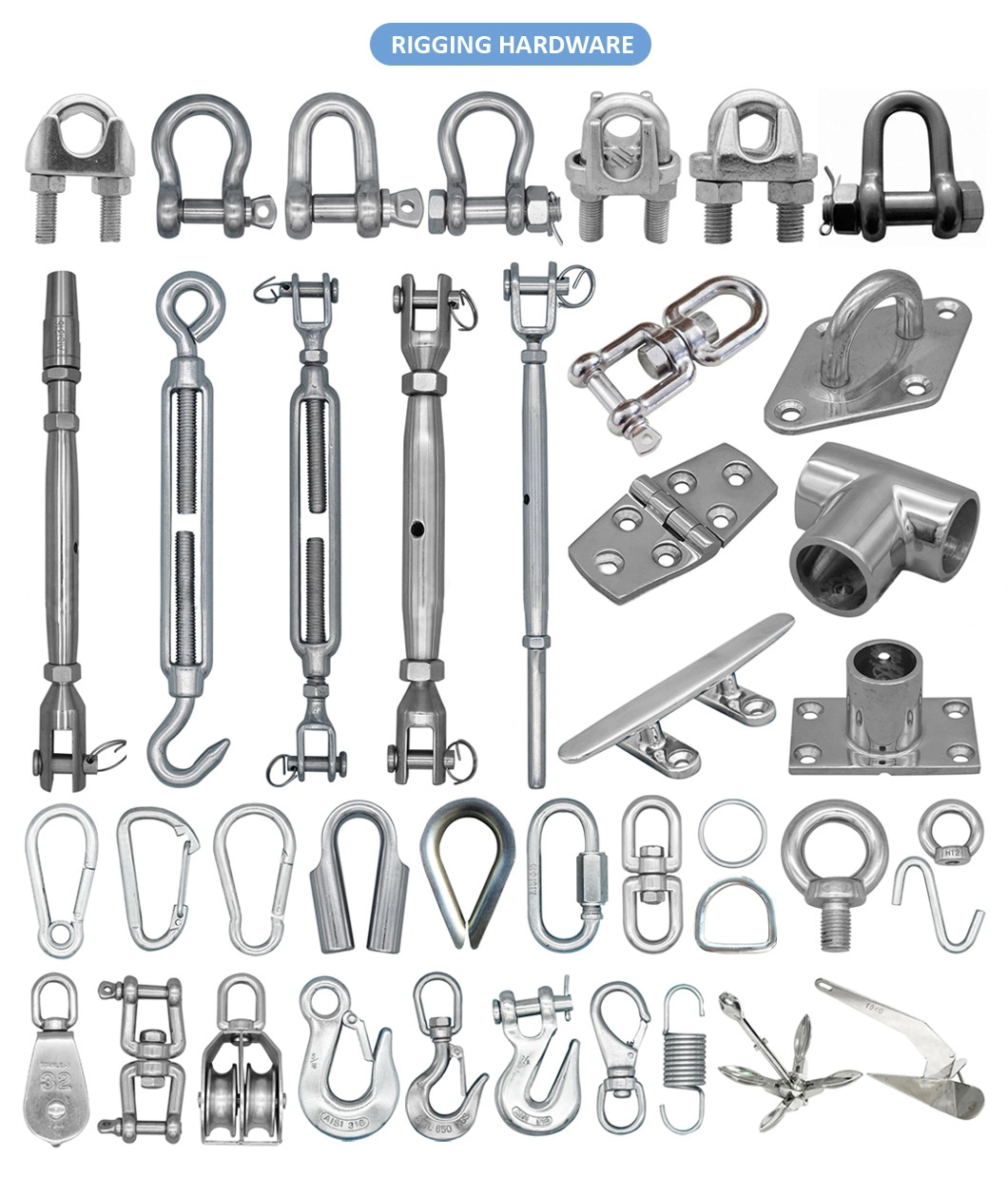 SUS304/316 Rigging Hardware Stainless Steel Quick Release Snap Shackle